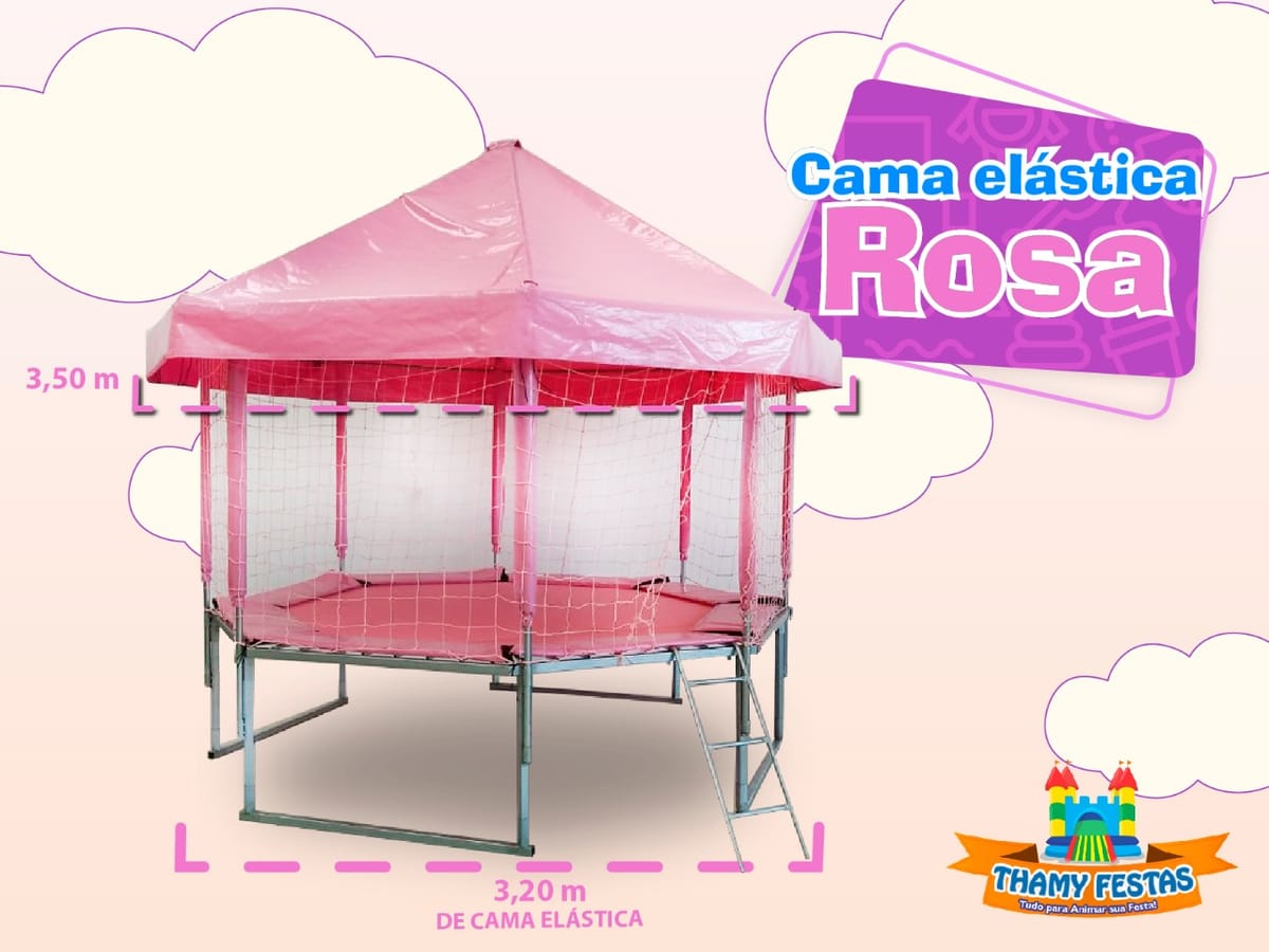 Cama Elástica Rosa com Cobertura